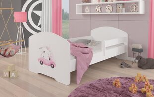 Кровать ADRK Furniture Pepe Barrier Cat in a Car, 140x70 см, белого цвета цена и информация | Детские кровати | kaup24.ee