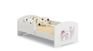 Voodi ADRK Furniture Pepe Barrier Ballerina with Unicorn, 140x70 cm, valge hind ja info | Lastevoodid | kaup24.ee