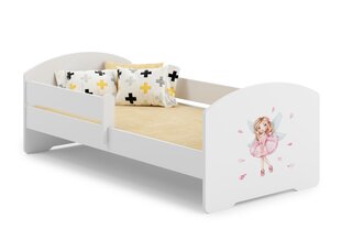 Voodi ADRK Furniture Pepe Barrier Girl with Wings, 140x70 cm, valge hind ja info | Lastevoodid | kaup24.ee