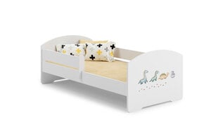 Voodi ADRK Furniture Pepe Barrier Dinosaurs, 160x80 cm, valge hind ja info | Lastevoodid | kaup24.ee