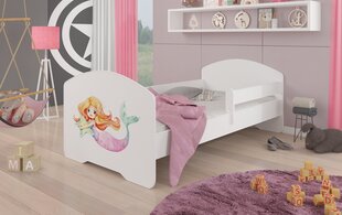 Voodi ADRK Furniture Pepe Barrier Mermaid with a Star, 160x80 cm, valge цена и информация | Детские кровати | kaup24.ee