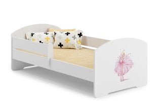 Кровать ADRK Furniture Pepe Barrier Ballerina, 160x80 см, белый цвет цена и информация | Детские кровати | kaup24.ee