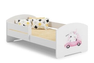 Кровать ADRK Furniture Pepe Barrier Cat in a Car, 160х80 см, белая цена и информация | Детские кровати | kaup24.ee