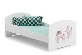 Voodi ADRK Furniture Pepe Ballerina with Unicorn, 140x70 cm, valge hind ja info | Lastevoodid | kaup24.ee