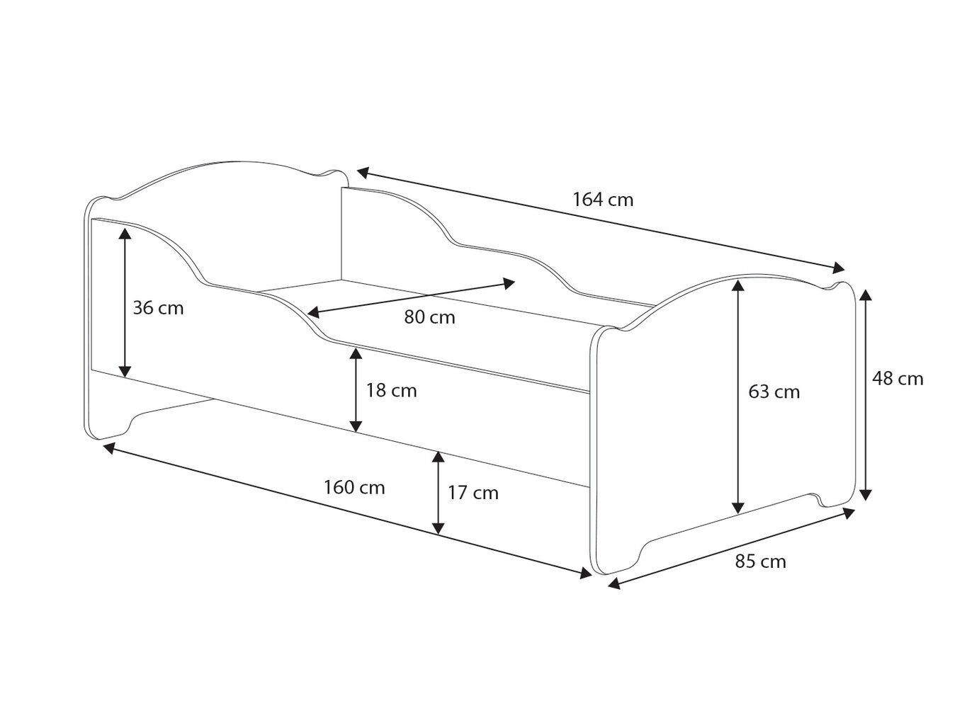 Voodi ADRK Furniture Amadis Plane with a Banner, 160x80 cm, valge цена и информация | Lastevoodid | kaup24.ee