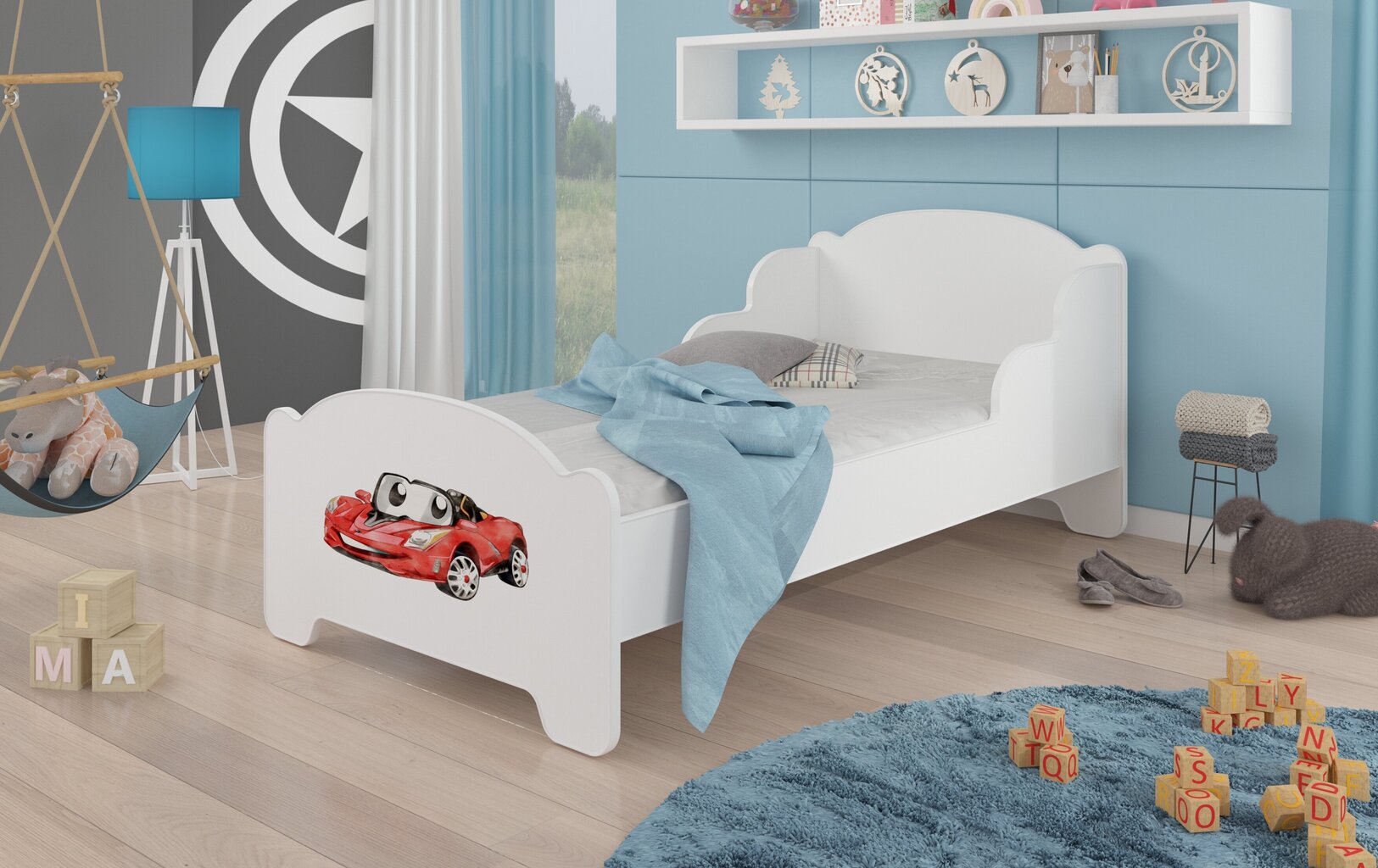 Voodi ADRK Furniture Amadis Red Car, 160x80 cm, valge цена и информация | Lastevoodid | kaup24.ee