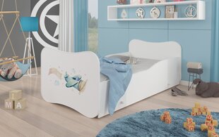 Voodi ADRK Furniture Gonzalo Plane with a Banner, 140x70 cm, valge цена и информация | Детские кровати | kaup24.ee