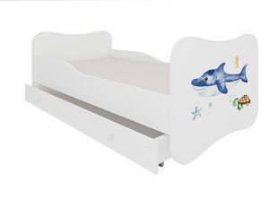 Voodi ADRK Furniture Gonzalo Sea Animals, 140x70 cm, valge hind ja info | Lastevoodid | kaup24.ee