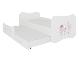Voodi ADRK Furniture Gonzalo Ballerina with Unicorn, 140x70 cm, valge hind ja info | Lastevoodid | kaup24.ee