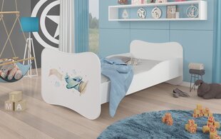 Voodi ADRK Furniture Gonzalo Plane with a Banner, 140x70 cm, valge цена и информация | Детские кровати | kaup24.ee