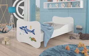 Voodi ADRK Furniture Gonzalo Sea Animals, 140x70 cm, valge hind ja info | Lastevoodid | kaup24.ee