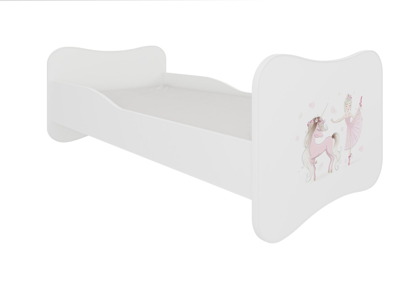 Voodi ADRK Furniture Gonzalo Ballerina with Unicorn, 160x80 cm, valge hind ja info | Lastevoodid | kaup24.ee