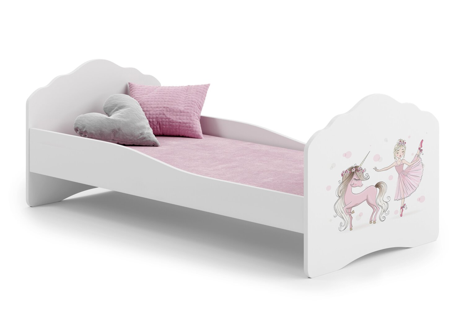 Voodi ADRK Furniture Casimo Barrier Ballerina with Unicorn, valge hind ja info | Lastevoodid | kaup24.ee