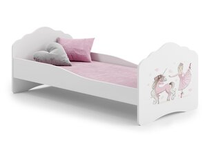 Voodi ADRK Furniture Casimo Barrier Ballerina with Unicorn, valge цена и информация | Детские кровати | kaup24.ee