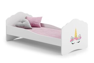 Voodi ADRK Furniture Casimo Barrier Unicorn, 160x80 cm, valge hind ja info | Lastevoodid | kaup24.ee