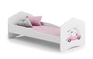 Voodi ADRK Furniture Casimo Barrier Cat in a Car, 160x80 cm, valge цена и информация | Детские кровати | kaup24.ee