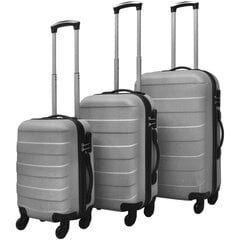 Набор чемоданов 91142, 3 шт., серебряный цена и информация | Чемоданы, дорожные сумки | kaup24.ee