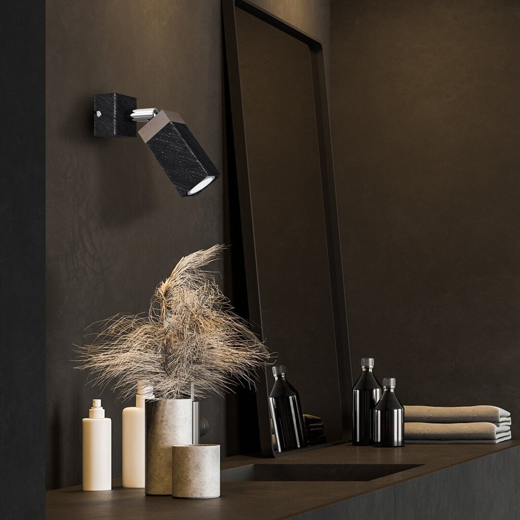 Milagro Wall lamp SOLO SAWN BLACK / PATINATED WOOD 1x mini GU10 hind ja info | Seinavalgustid | kaup24.ee