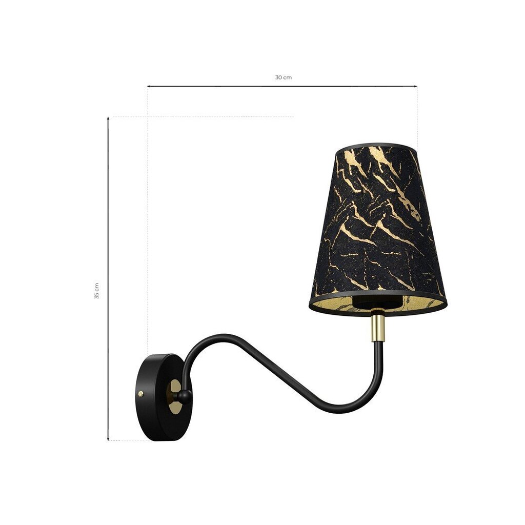 Milagro Wall lamp HERMES Black / Gold 1xE27 цена и информация | Seinavalgustid | kaup24.ee