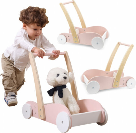 Viga Toys Viga PolarB Wooden Stroller 2in1 Walker Pusher цена и информация | Imikute mänguasjad | kaup24.ee