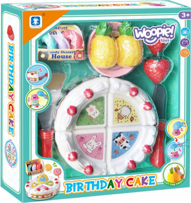 Woopie Birthday Cake and Slicing Fruits with Sweets цена и информация | Tüdrukute mänguasjad | kaup24.ee