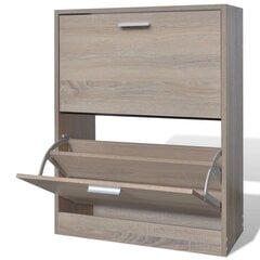 Деревянный шкафчик для обуви с двумя отсеками, имитация дуба цена и информация | Полки для обуви, банкетки | kaup24.ee