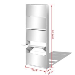 vidaXLi 5 sahtliga kingakapp peegliga valge 63 x 17 169,5 cm цена и информация | Полки для обуви, банкетки | kaup24.ee