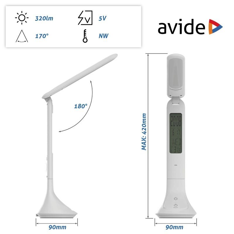 LED laetav laualamp Avide Calendar 5W, valge hind ja info | Laualambid | kaup24.ee