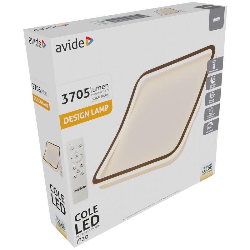 LED-laevalgusti Avide Cole 60W puldiga цена и информация | Laelambid | kaup24.ee
