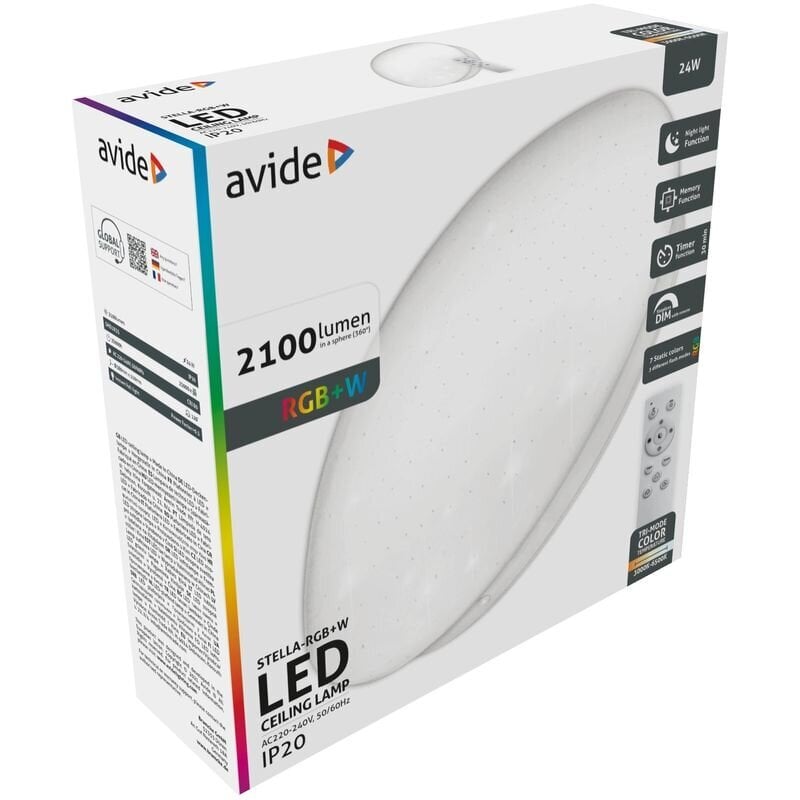 LED-laevalgusti Avide Stella 24W RGB+W puldiga hind ja info | Laelambid | kaup24.ee