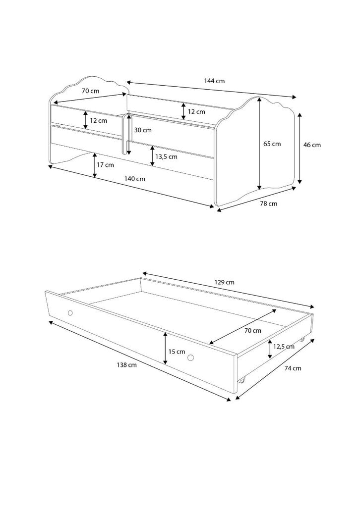 Voodi ADRK Furniture Casimo Barrier Cat in a Car, valge hind ja info | Lastevoodid | kaup24.ee