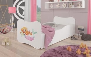 Voodi ADRK Furniture Gonzalo Mermaid with a Star, 140x70 cm, valge цена и информация | Детские кровати | kaup24.ee