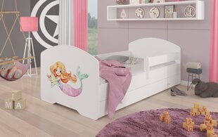 Кровать ADRK Furniture Pepe Barrier Mermaid with a Star, 140х70 см, белая цена и информация | Детские кровати | kaup24.ee
