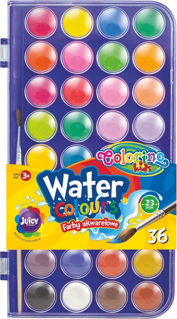 Akvarellid Colorino Kids, 36 värvi hind ja info | Kunstitarbed, voolimise tarvikud | kaup24.ee