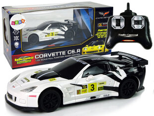 Kaugjuhtimispuldiga sportauto Corvette C6.R, 2,4 G, 1:24, valge hind ja info | Poiste mänguasjad | kaup24.ee