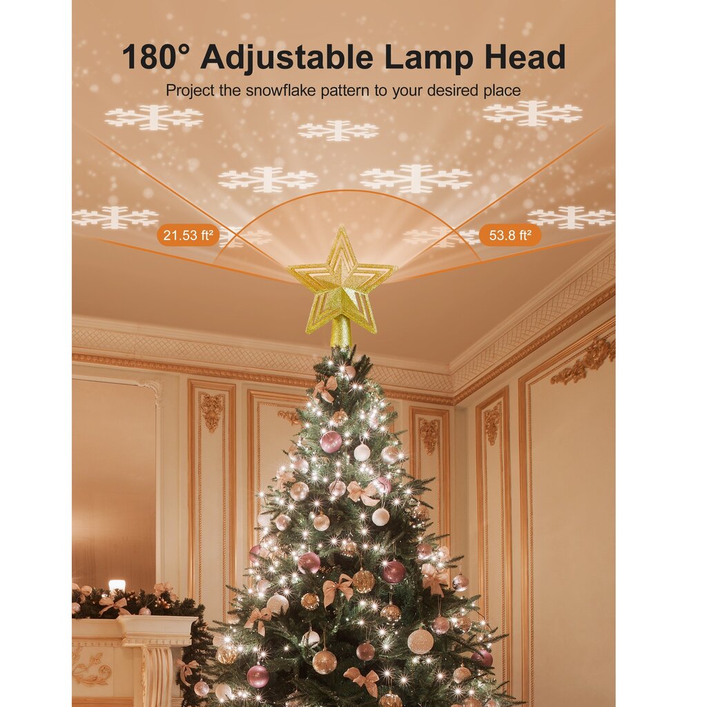 Jõulu LED-projektor – jõulupuu topper, TaoTronics TT-CL041, lumehelbed цена и информация | Kuuseehted | kaup24.ee