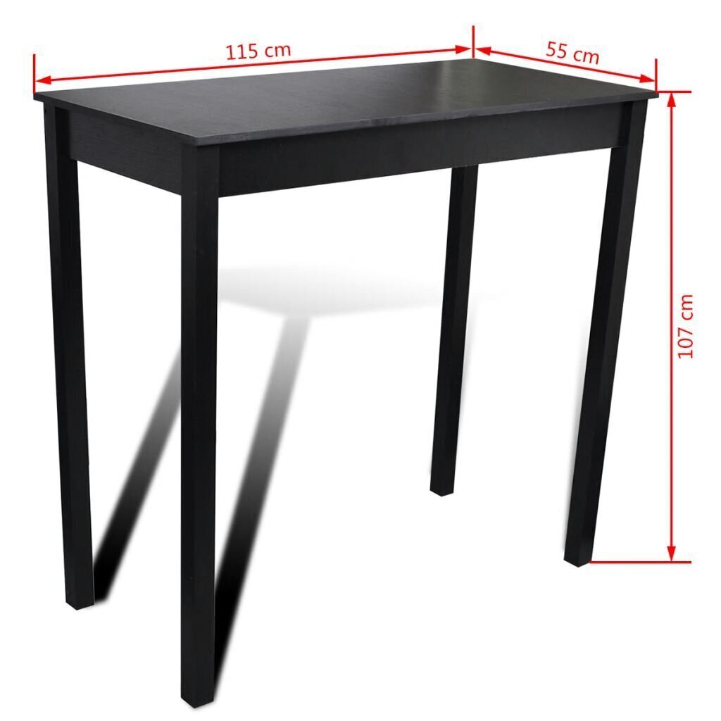 Baarimööblikomplekt laud + 2 tooli must hind ja info | Söögilauakomplektid | kaup24.ee