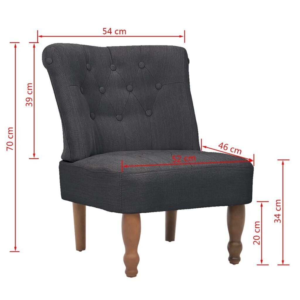vidaXL Prantsuse toolid 2 tk, hall, kangas hind ja info | Tugitoolid ja tugitoolvoodid | kaup24.ee