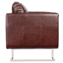 Коричневое кожаное кресло с хромированными ножками цена и информация | Кресла в гостиную | kaup24.ee