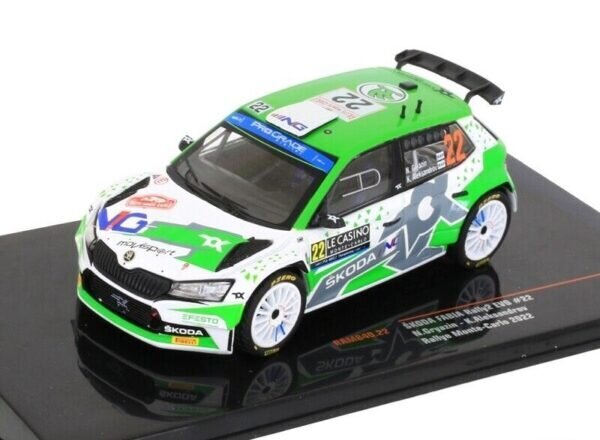 Skoda Fabia Rally2 EVO #22 Rallye Monte Carlo 2022 N.Gryazin/K.Aleksandrov IXO 1:43 RAM840 hind ja info | Mudelautode kollektsioneerimine | kaup24.ee