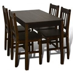 Обеденный стол с 4 стульями, темный цвет натурального дерева цена и информация | Комплекты мебели для столовой | kaup24.ee