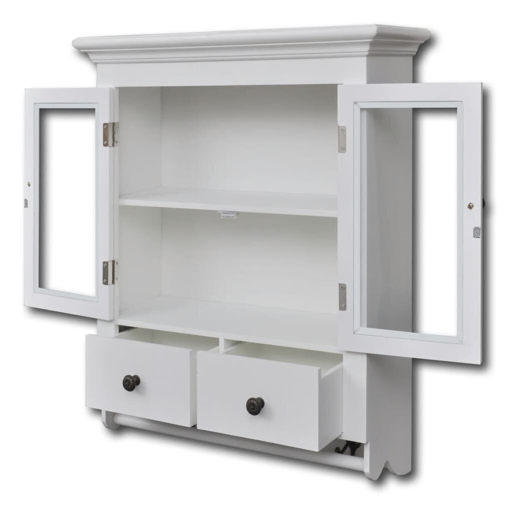 vidaXL puidust köögi seinakapp klaasist uksega, valge hind ja info | Köögikapid | kaup24.ee
