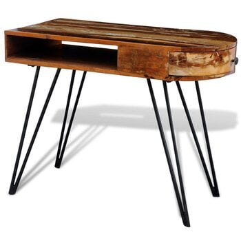 Письменный стол на железных ножках из переработанного дерева, коричневый цена и информация | Компьютерные, письменные столы | kaup24.ee