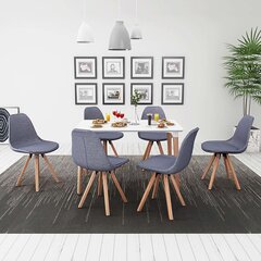 vidaXLi seitsmeosaline söögilaua ja toolide komplekt valge ja helehall hind ja info | Söögilauakomplektid | kaup24.ee