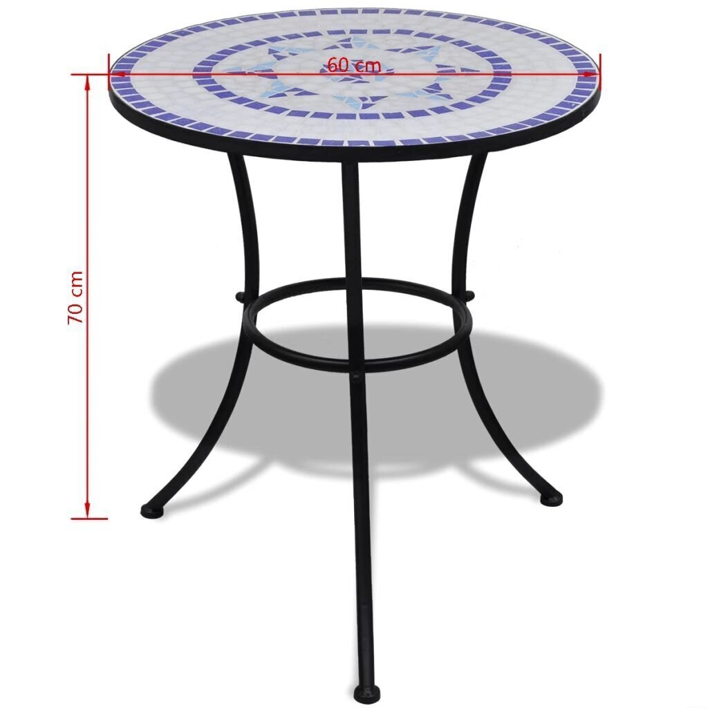 Aialaud mosaiikplaadiga 60 cm, sinine/valge hind ja info | Aialauad | kaup24.ee