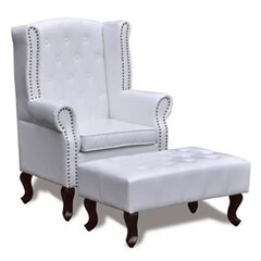 Кресло Chesterfield для отдыха со скамейкой для ног, белое цена и информация | Кресла в гостиную | kaup24.ee