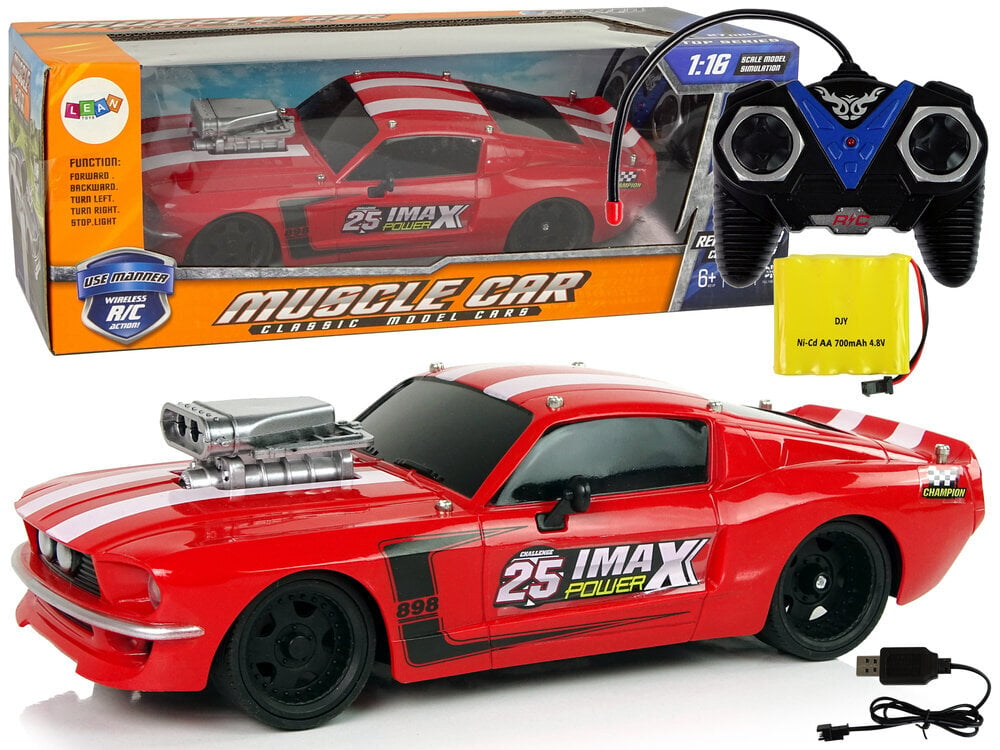 RC-sportauto koos puldiga, 1:16, punane hind ja info | Poiste mänguasjad | kaup24.ee