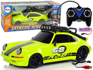 Sportauto koos kaugjuhtimispuldiga 1:18, roheline hind ja info | Poiste mänguasjad | kaup24.ee
