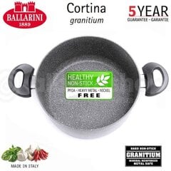 Pot BALLARINI Ferrara with 2 handles and lid Granite 24 CM FERG25D.24D цена и информация | Кастрюли, скороварки | kaup24.ee