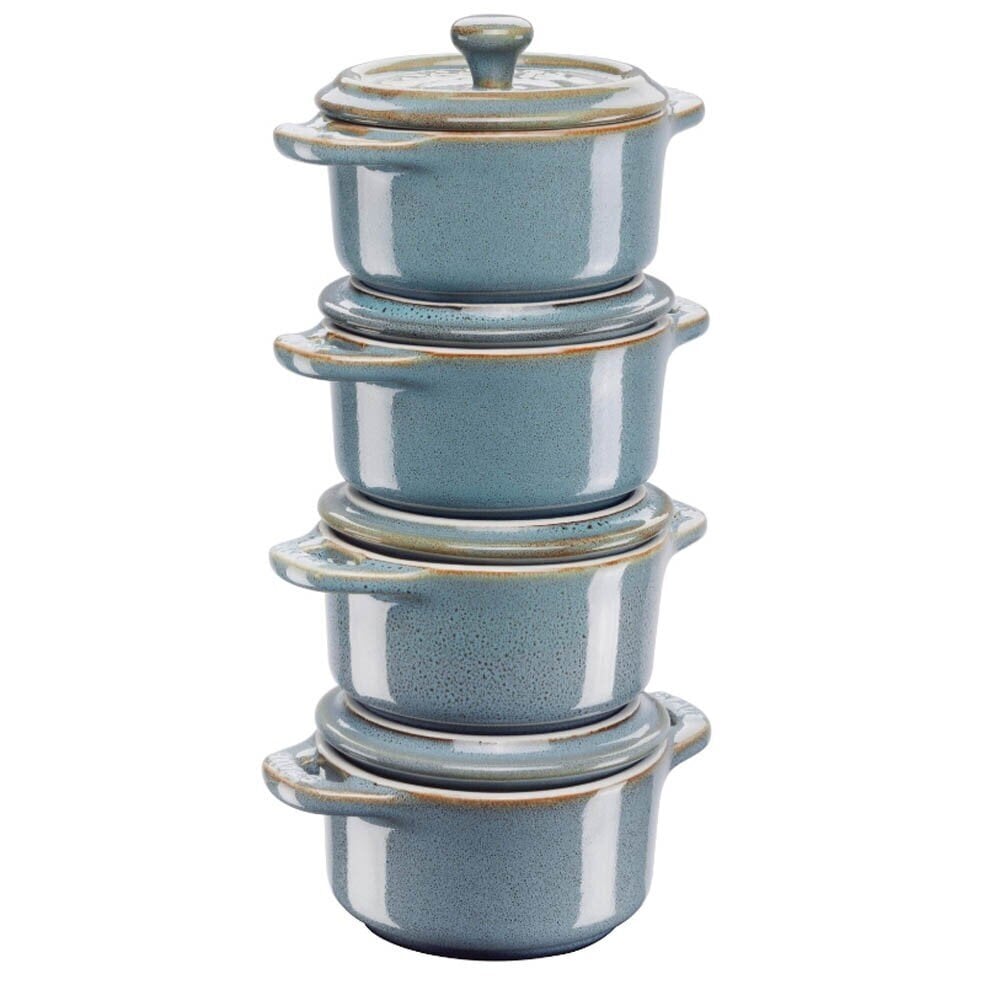 Staub Mini Cocotte Round 4 pcs. - 200 ml 40508-160-0 Antique Turquoise цена и информация | Potid ja kiirkeedupotid | kaup24.ee